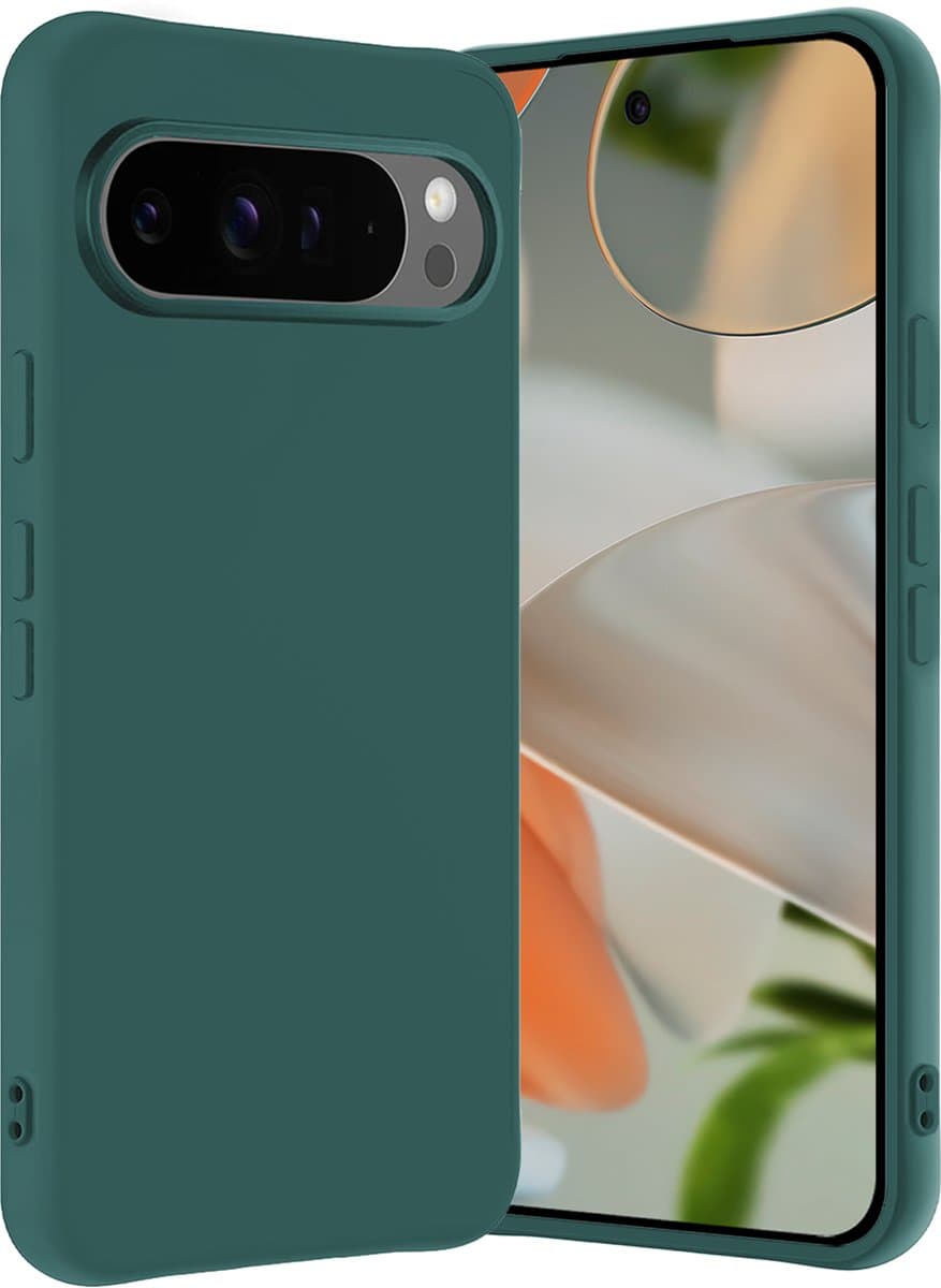 Hoes - Geschikt voor Google Pixel 10 Pro XL - Sterk & Shockproof - Hoesje Cover - Siliconen Case - Donkergroen