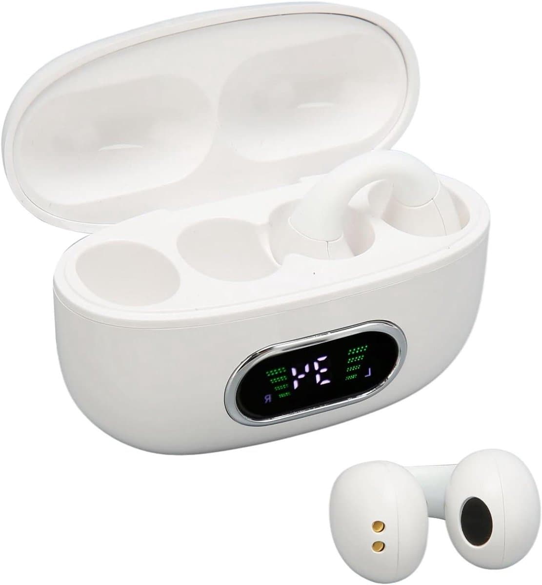 Language Vertaler Oortjes - Draadloos Bluetooth-apparaat voor Stemvertaling met Lange Batterijduur - Oortjes Vertaler voor Zakelijk Reizen (Wit)
