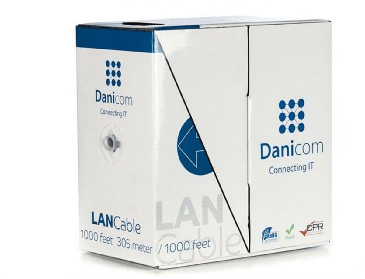 Danicom CAT5e FTP 305 meter kabel op rol soepel grijs CCA - Trekdoos - Internetkabel - Netwerkkabel - UTP kabel