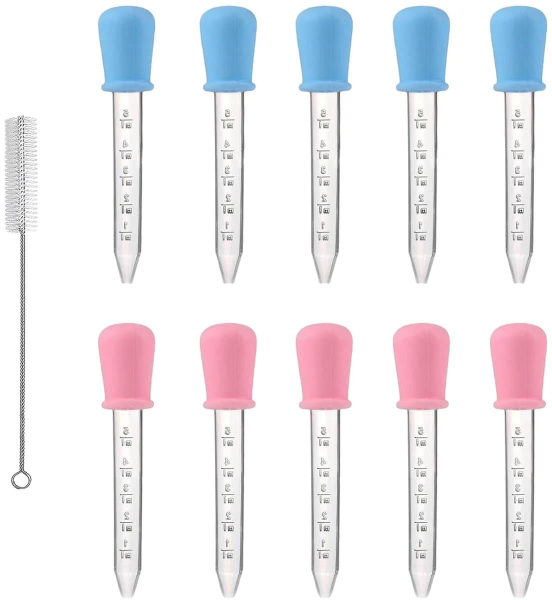 Allecto Plus - 10 stuks vloeibare druppelaars voor planten en huisdieren - plastic - 5 ml - inclusief borstel - geschikt voor snoepvormen en knutselwerk