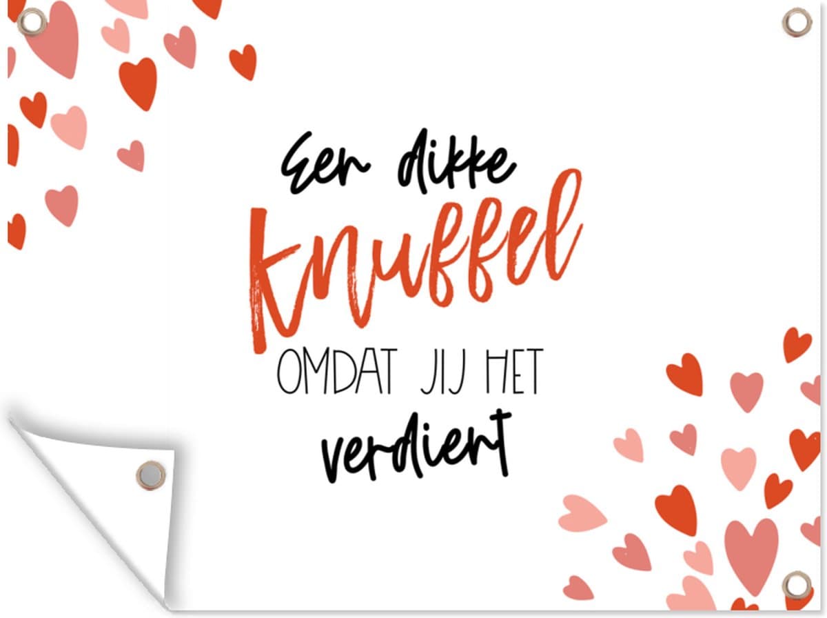 Muurdecoratie buiten Beterschap - Quote - Knuffel - 160x120 cm - Tuindoek