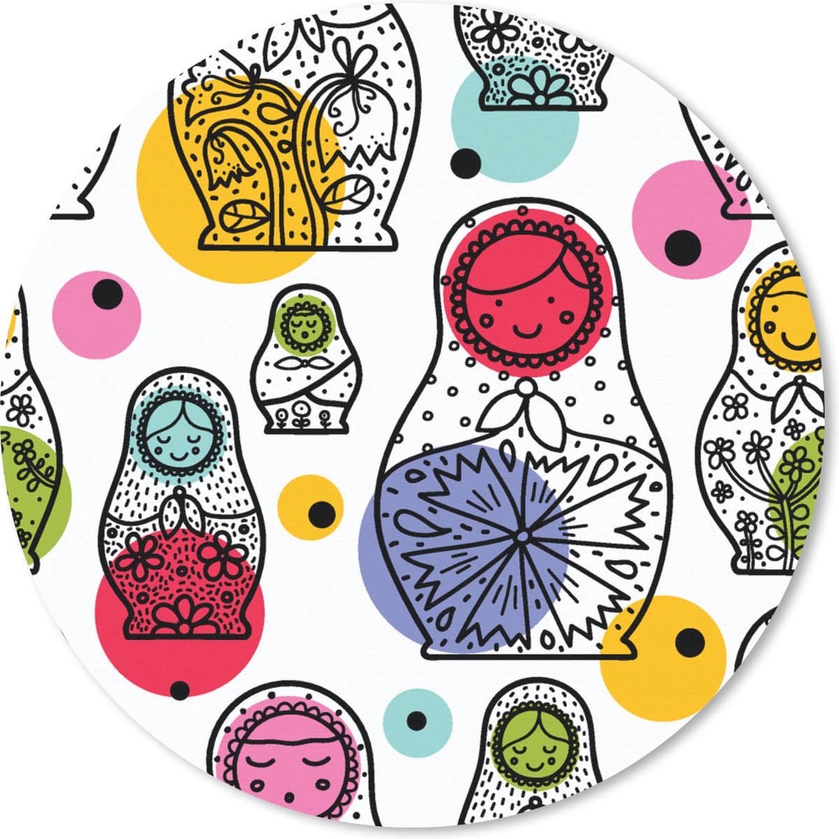 Muismat rond 40x40 cm - Mousepad Matroesjka - Patronen - Baby - Ronde muismatten