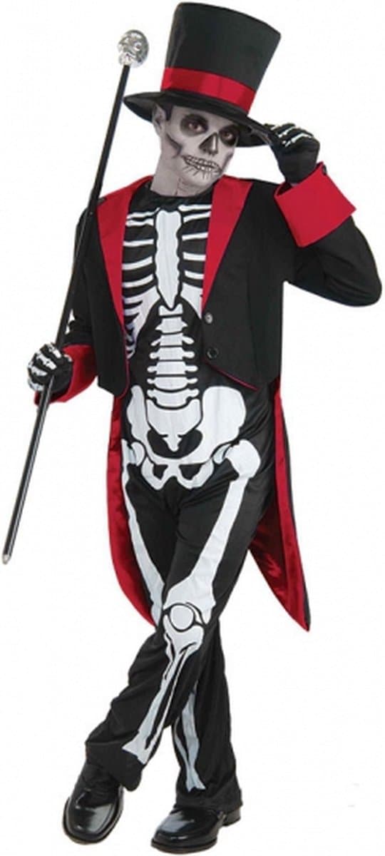Mr. Bone Jangles Halloween verkleedkleding kostuum voor kinderen - zwart/rood 140