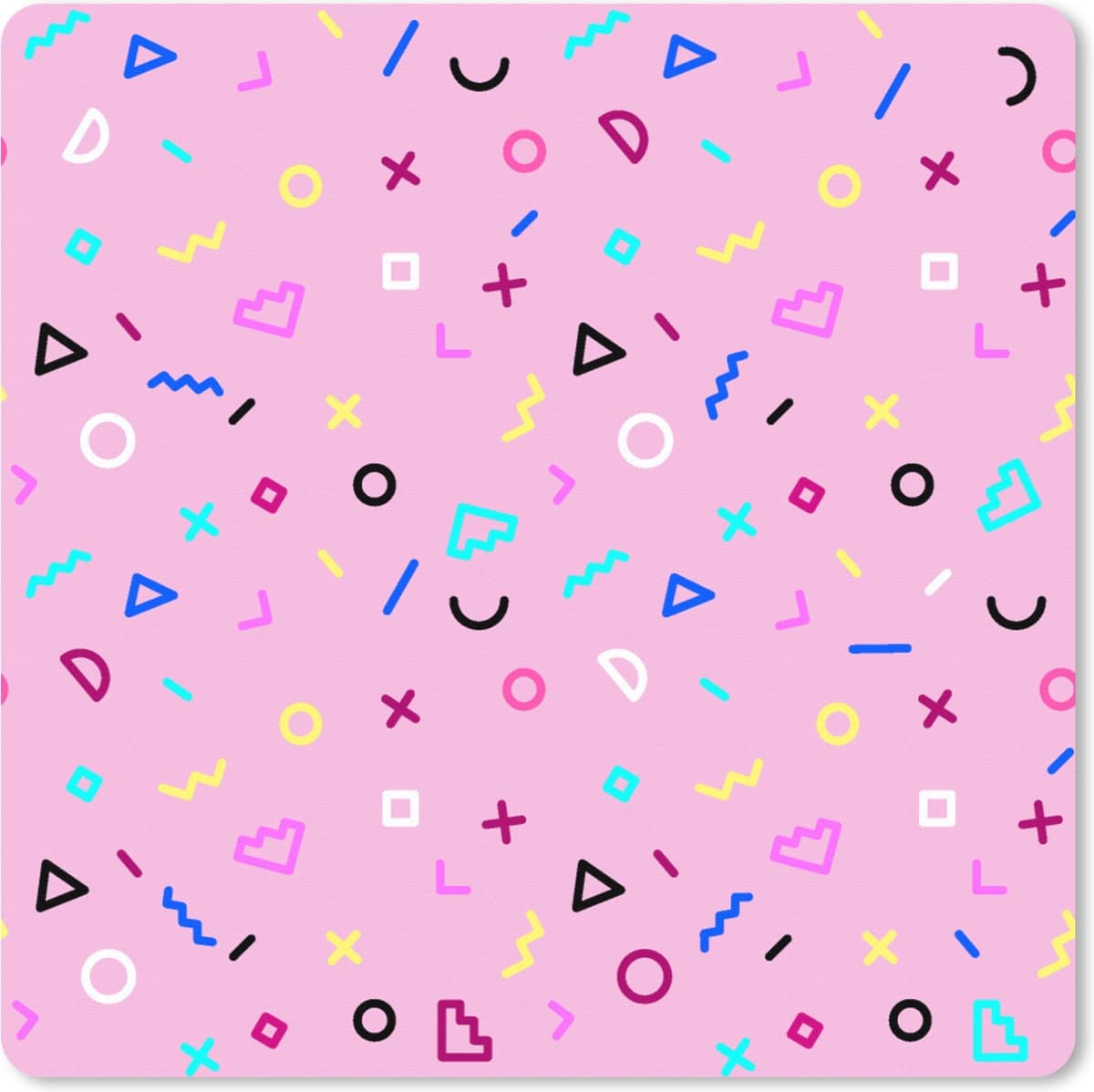 Muismat XXL 60x60 cm - Bureau onderlegger - Bureau mat Design - Patronen - Roze - Jaren 80 - Bureaumat - Gaming mousepad xl - Bureaulegger groot - Computer deskmat