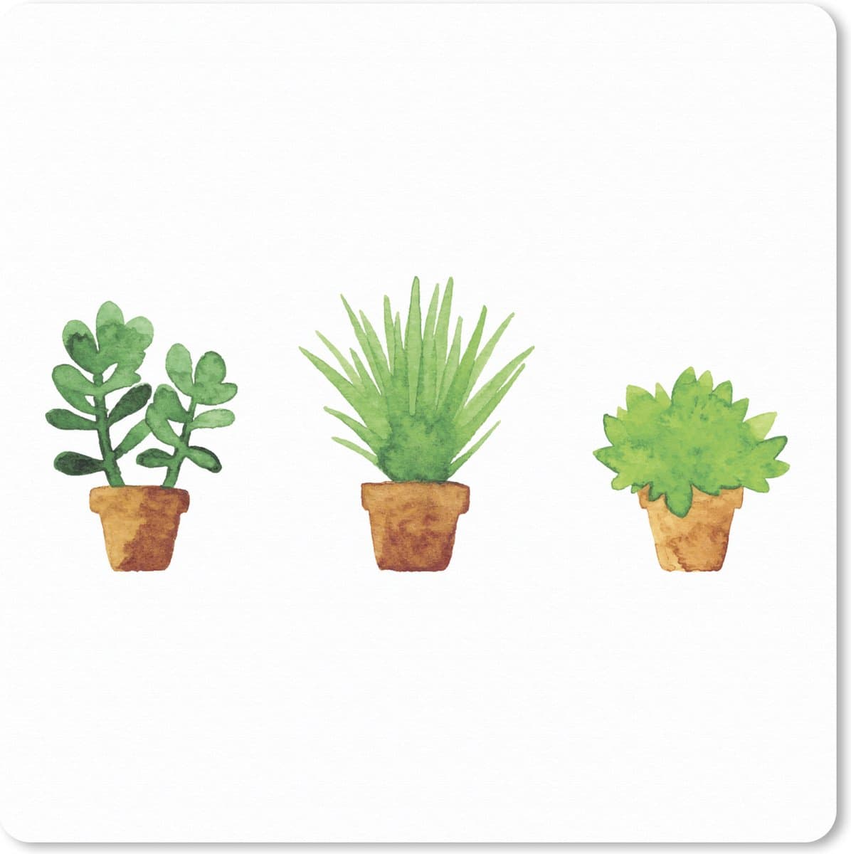 Muismat XXL 80x80 cm - Bureau onderlegger - Bureau mat Bloempot - Waterverf - Planten - Bureaumat - Gaming mousepad xl - Bureaulegger groot - Computer deskmat