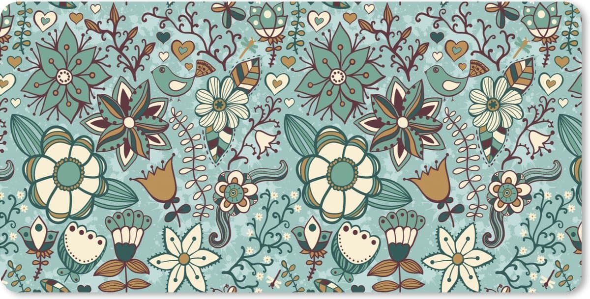 Muismat XXL 120x60 cm - Bureau onderlegger - Bureau mat Bohemian - Winter - Bloemen - Patroon - Bureaumat - Gaming mousepad xl - Bureaulegger groot - Computer deskmat - Kerst - Cadeau - Kerstcadeau voor mannen en voor vrouwen