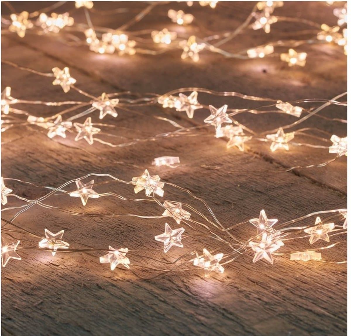 Anna's Collection Draadverlichting lichtsnoer - 40 sterren - lampjes - led - warm wit - 200 cm - lichtdraad