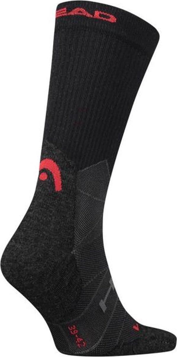 HEAD - 2-Pack - Wandelsokken - Sportieve Unisex - Heren / Dames - zwart / rood - 39-42 - 100001409