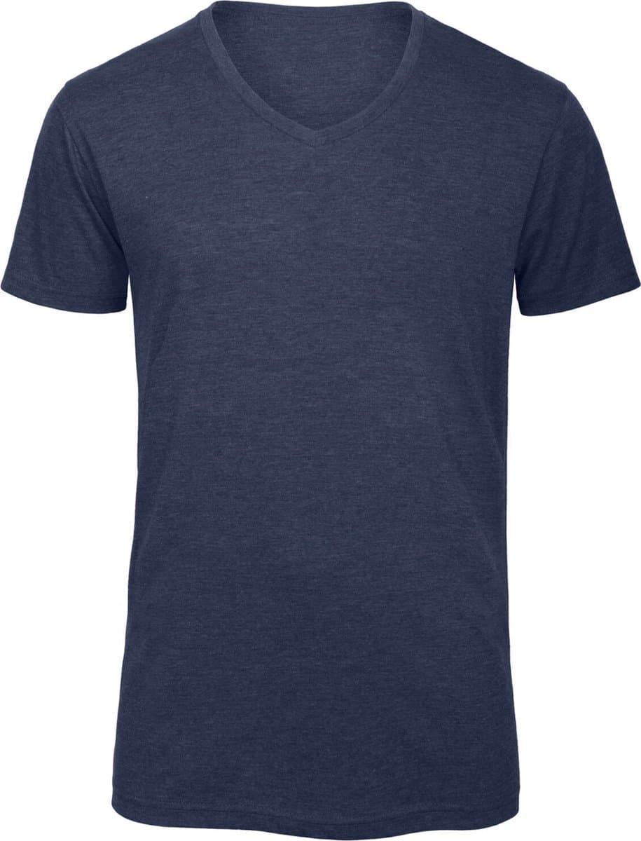 B&C TriBlend V-neck TEE CGTM057 - Heather Navy - L