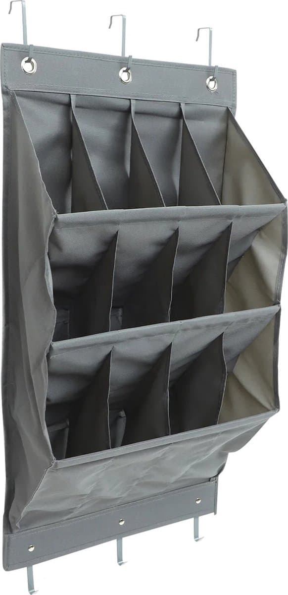 JK24 - Hangende opberger - Wandorganizer - Wandopberger - Hangende organizer - Wandzak - Opbergtas - met 11 vakken - grijs - 94 x 43 x 17cm