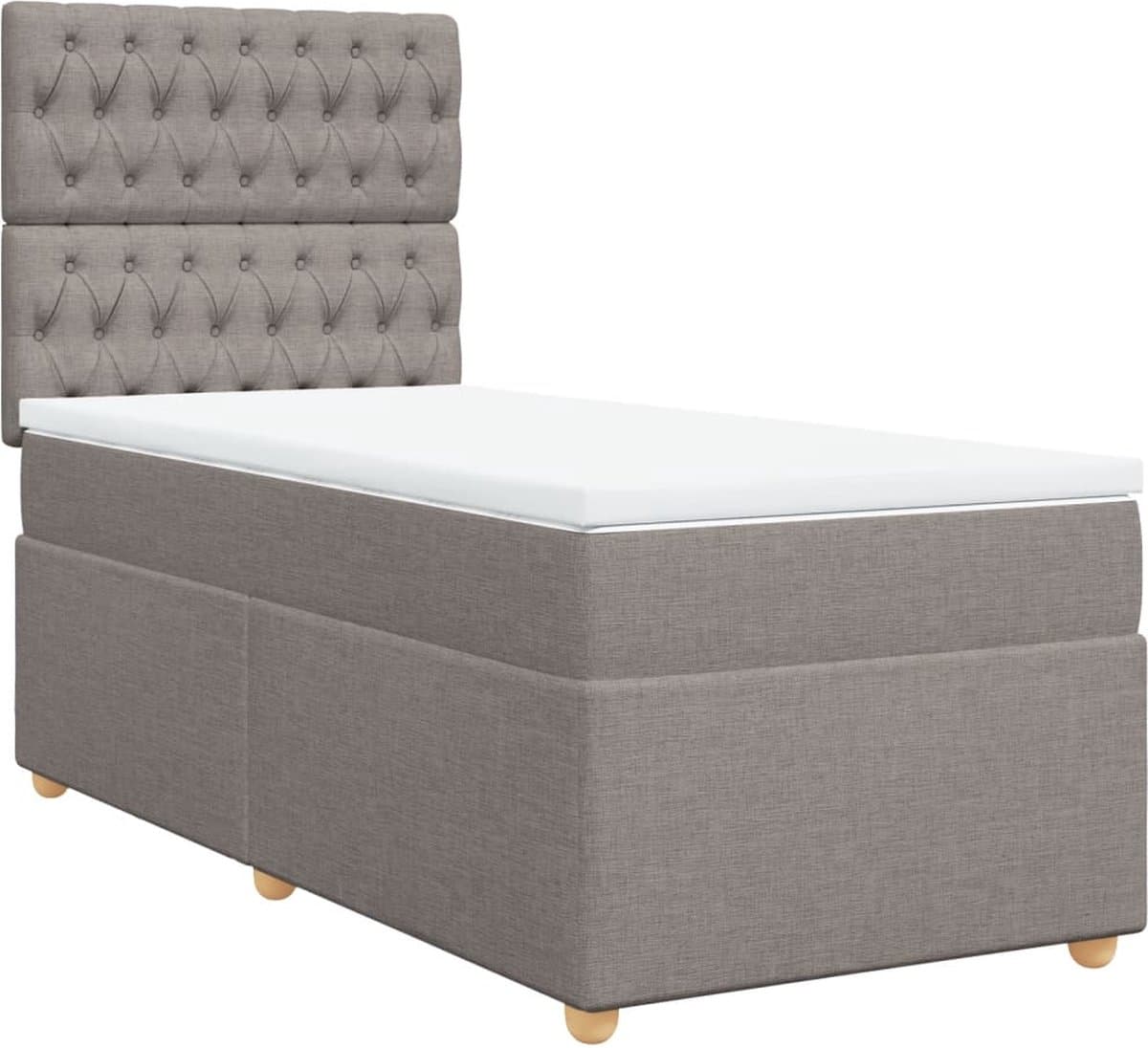 vidaXL - Boxspring - met - matras - stof - taupe - 90x190 - cm