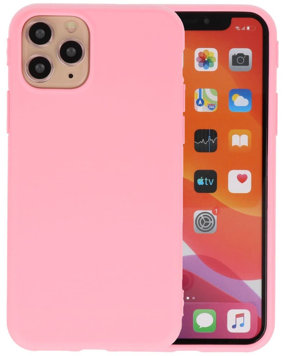 Premium Color Bescherming Telefoonhoesje - Backcover Hoesje - Achterkant Hoesje - Geschikt voor iPhone 11 Pro Max - Roze