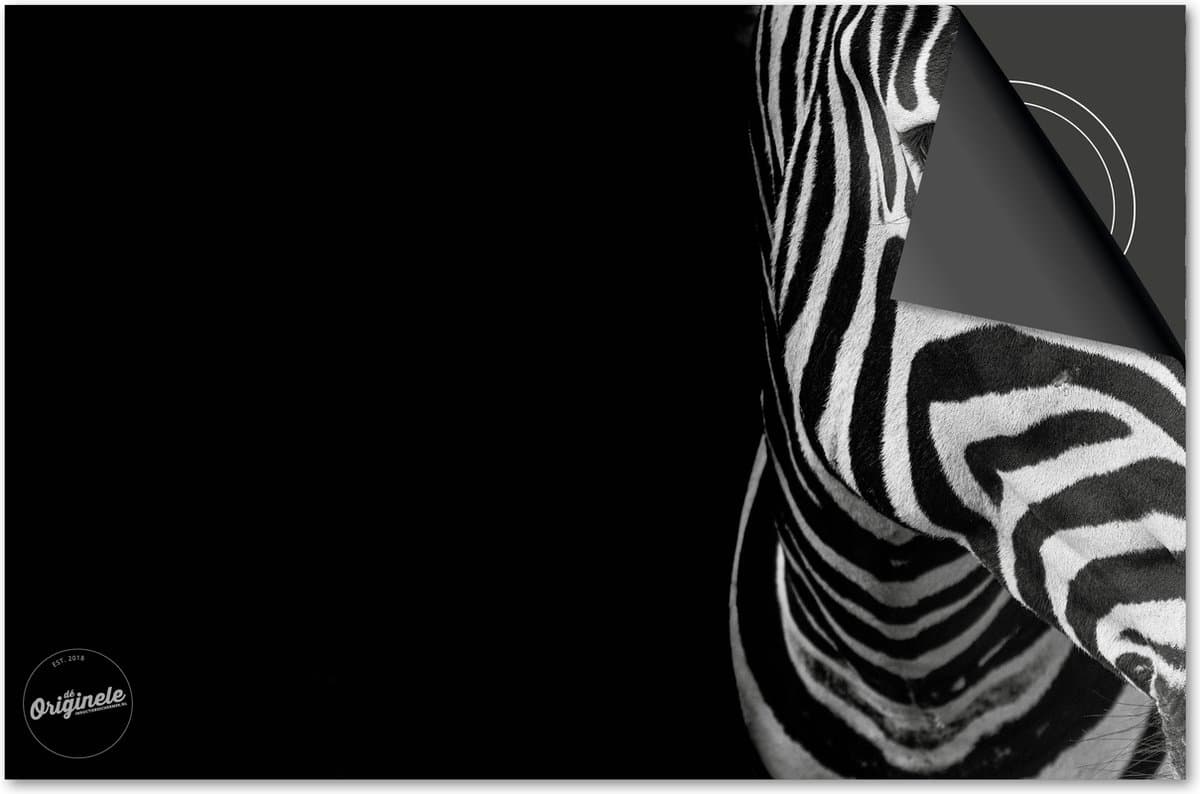 Inductie beschermer 77x51 - afdekplaat inductie mat - Dietrix Kookplaat beschermer - DELUXE - Dieren - Zebra op Zwart