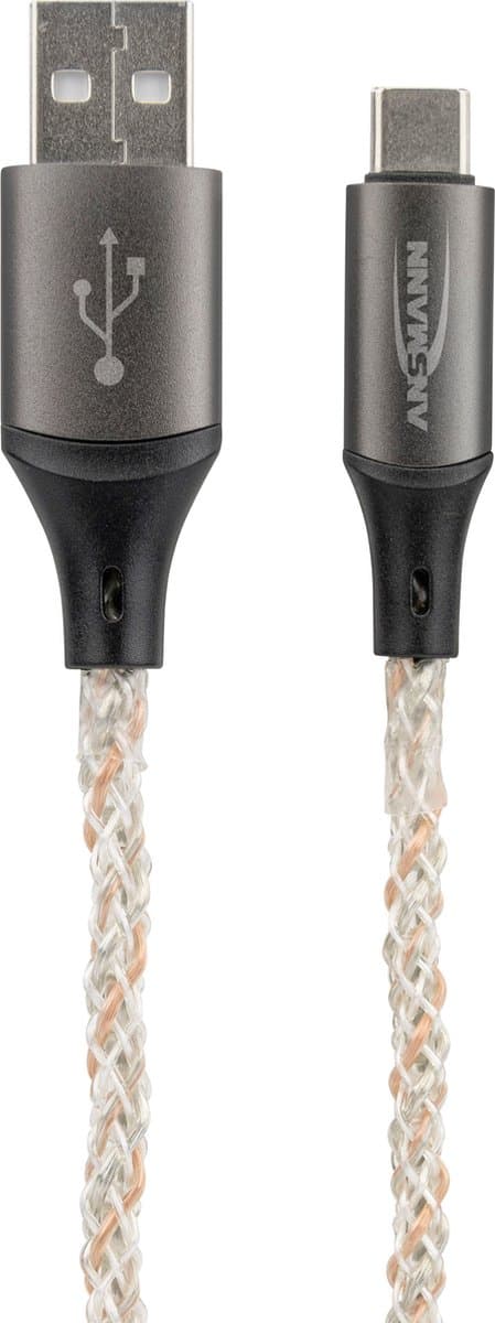 Ansmann USB-C kabel met LED verlichting - kleurrijke oplaadkabel 100cm.