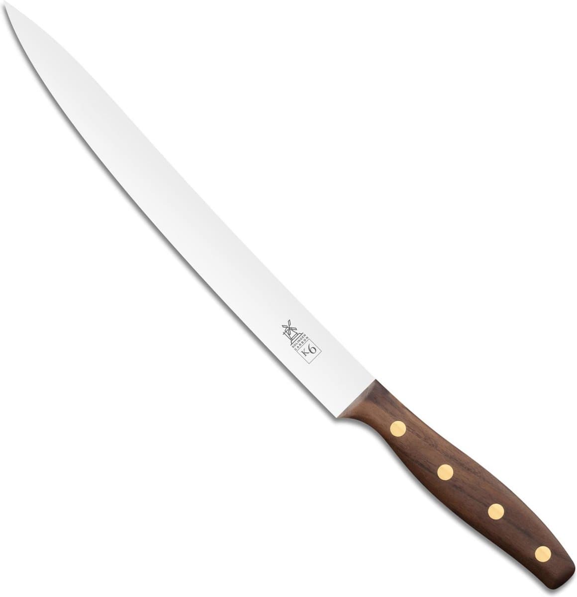 Robert Herder K6 Vleesmes / Fileermes – RVS – Spits – Lemmet 23 cm – Heft Walnotenhout
