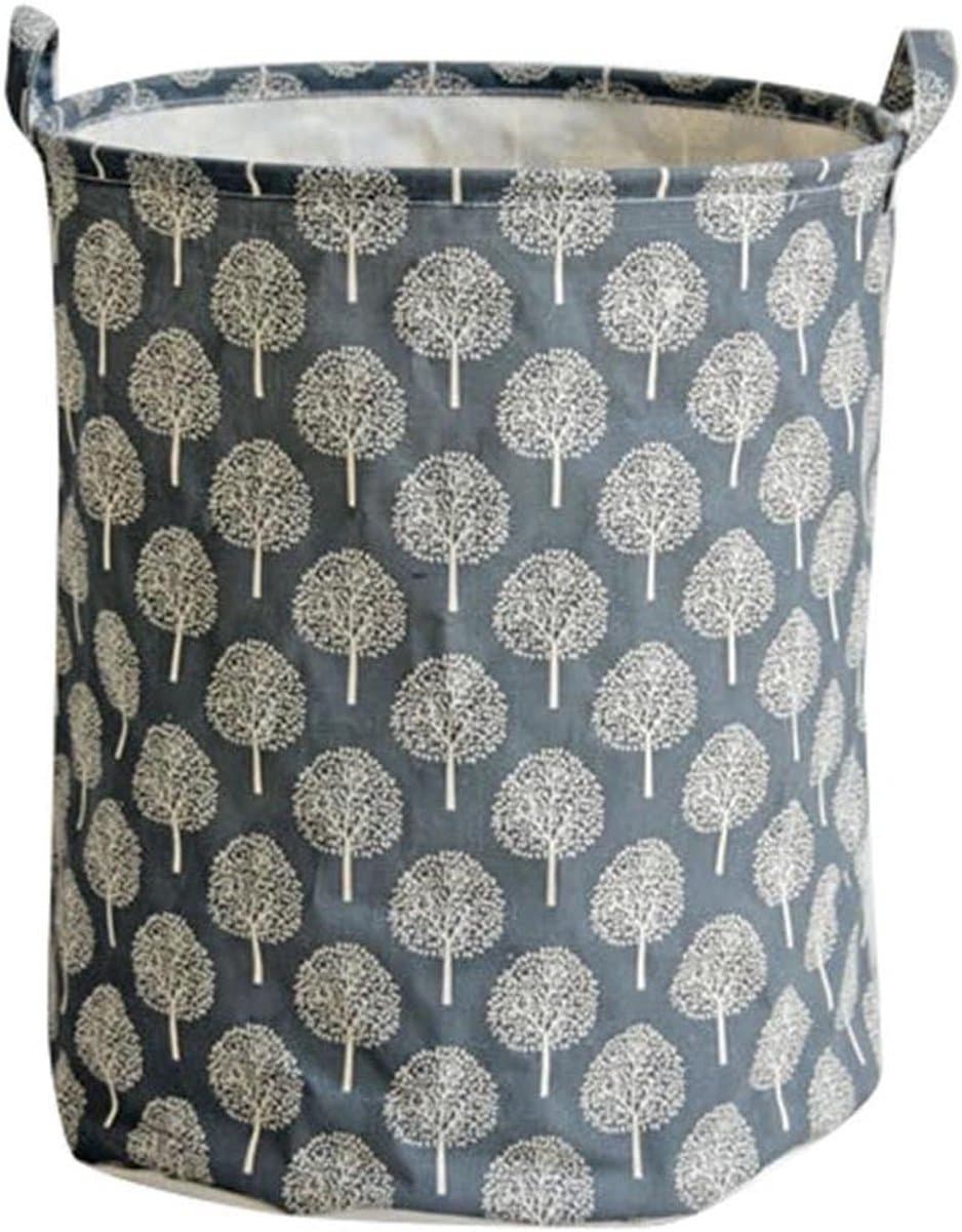 Opvouwbare Wasmand - Opbergbak Ronde - Huishoudelijke Opslag - Waterdichte Voering - 35x45 cm - Boom Zwart
