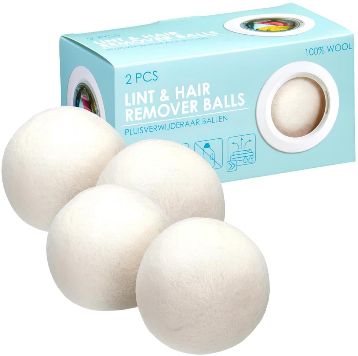 Ultra Clean Wasdrogerballen - 6x - 100% wol - Herbruikbaar - Drogerballen - 7 cm - was drogen