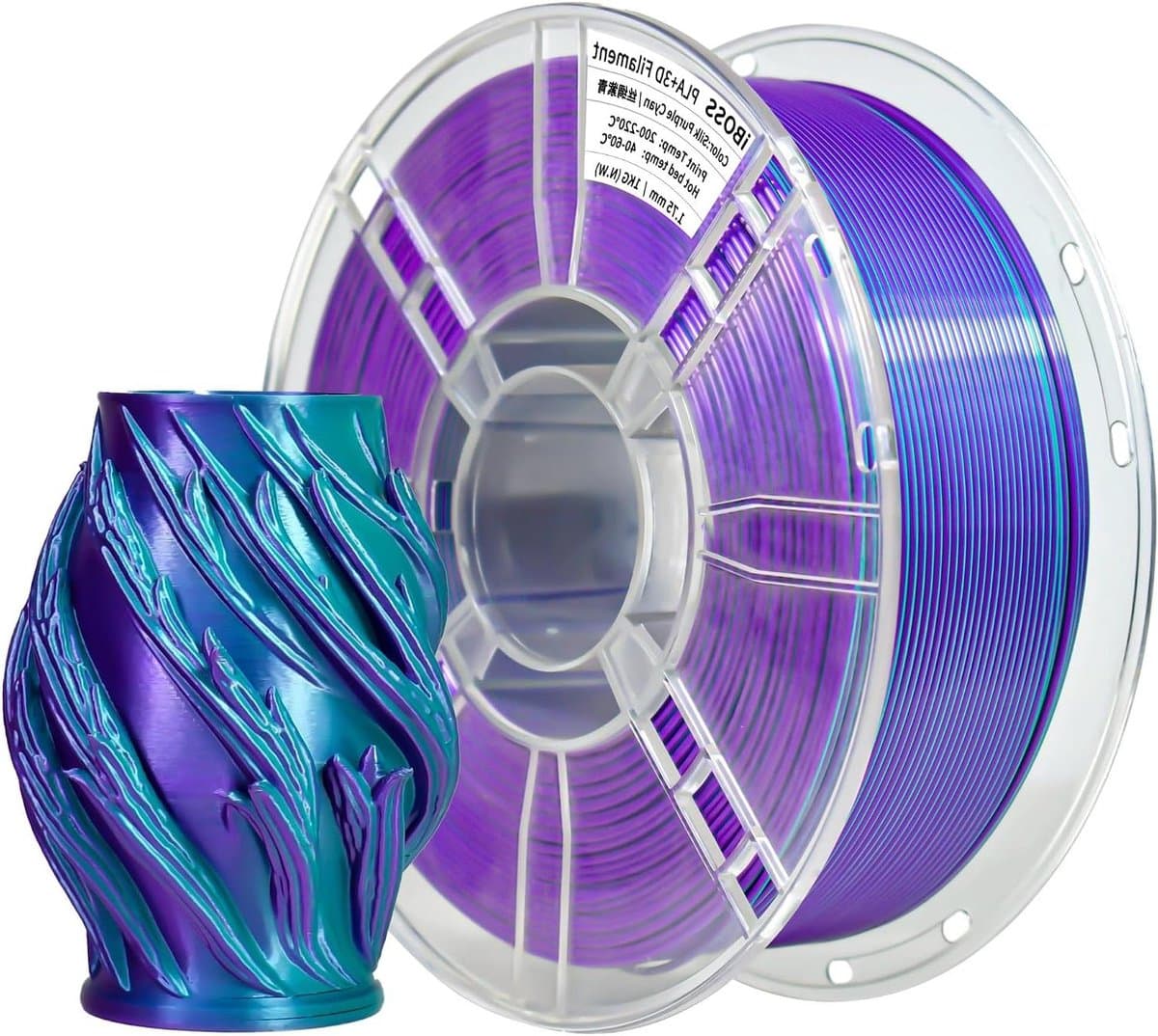 PLA+ Filament - 3D Printer Materiaal - 3D Modellen Maken - Twee-kleuren Effect - 1KG - Paars-Cyaan