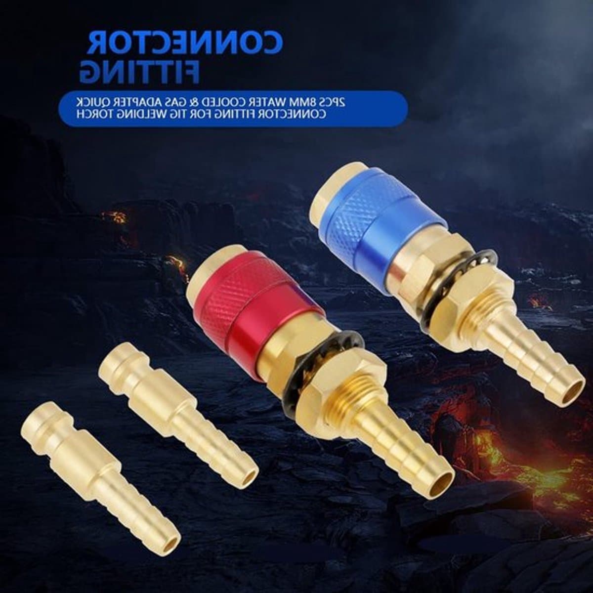 Watergekoelde en gasadapter voor TIG-lassen - Snelle connector voor TIG-lasmachines, 2 stuks