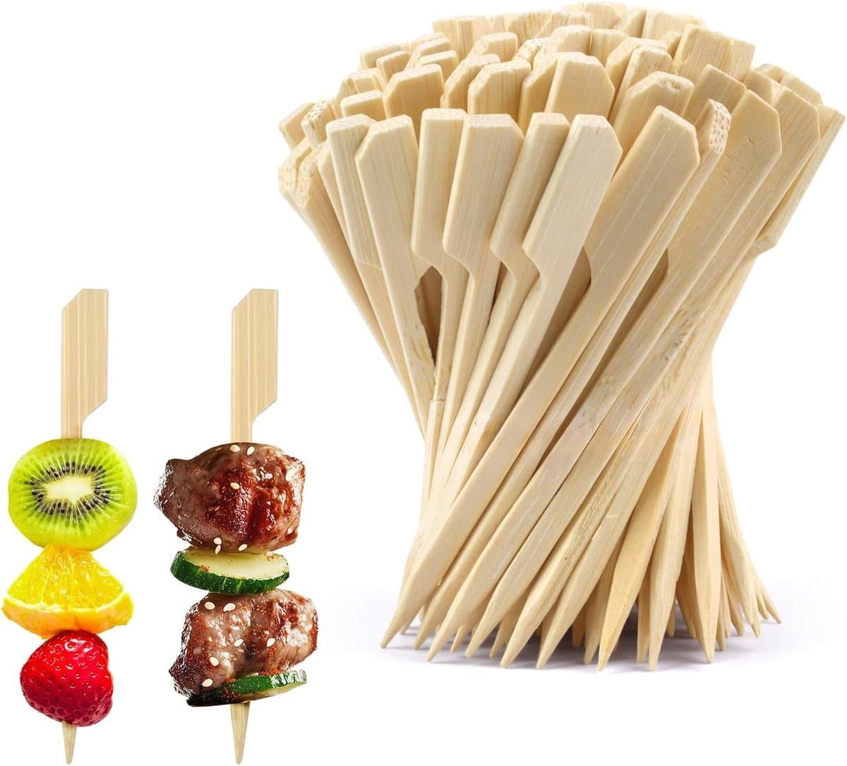 300 Stuks Houten Spiesen voor Fingerfood, 9 cm Lange Bamboo Spiesen, Ideaal voor Snacks en Appetizers, Perfect voor Grillen en Feestjes