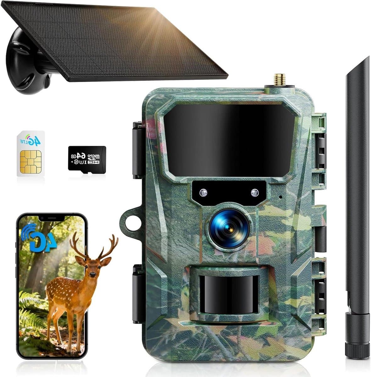 Wildcamera met App - Natuurcamera Observatiecamera - Dieren Leven Volgen - 2K HD Resolutie - 13.5 cm Hoog - Camouflage