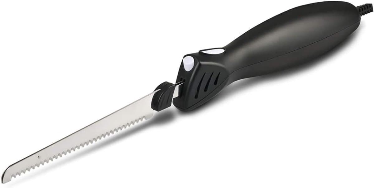 QIN® Elektrisch Mes - Elektrisch Broodmes - Electrisch Mes - Electrisch Mes Voor Brood - Elektrisch Keukenmes - Zwart - 26cm x 6cm x 6cm