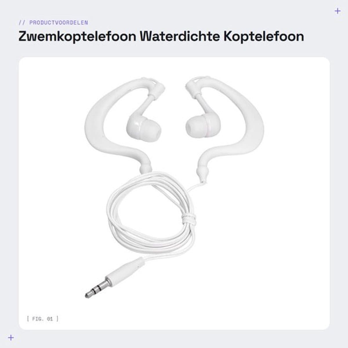 Zwemkoptelefoon - Waterdichte Koptelefoon - Ideaal voor Sporters - Wit - 3,5 Mm Bedraad - Waterdicht en Stofdicht - Geschikt voor Zwemmen...