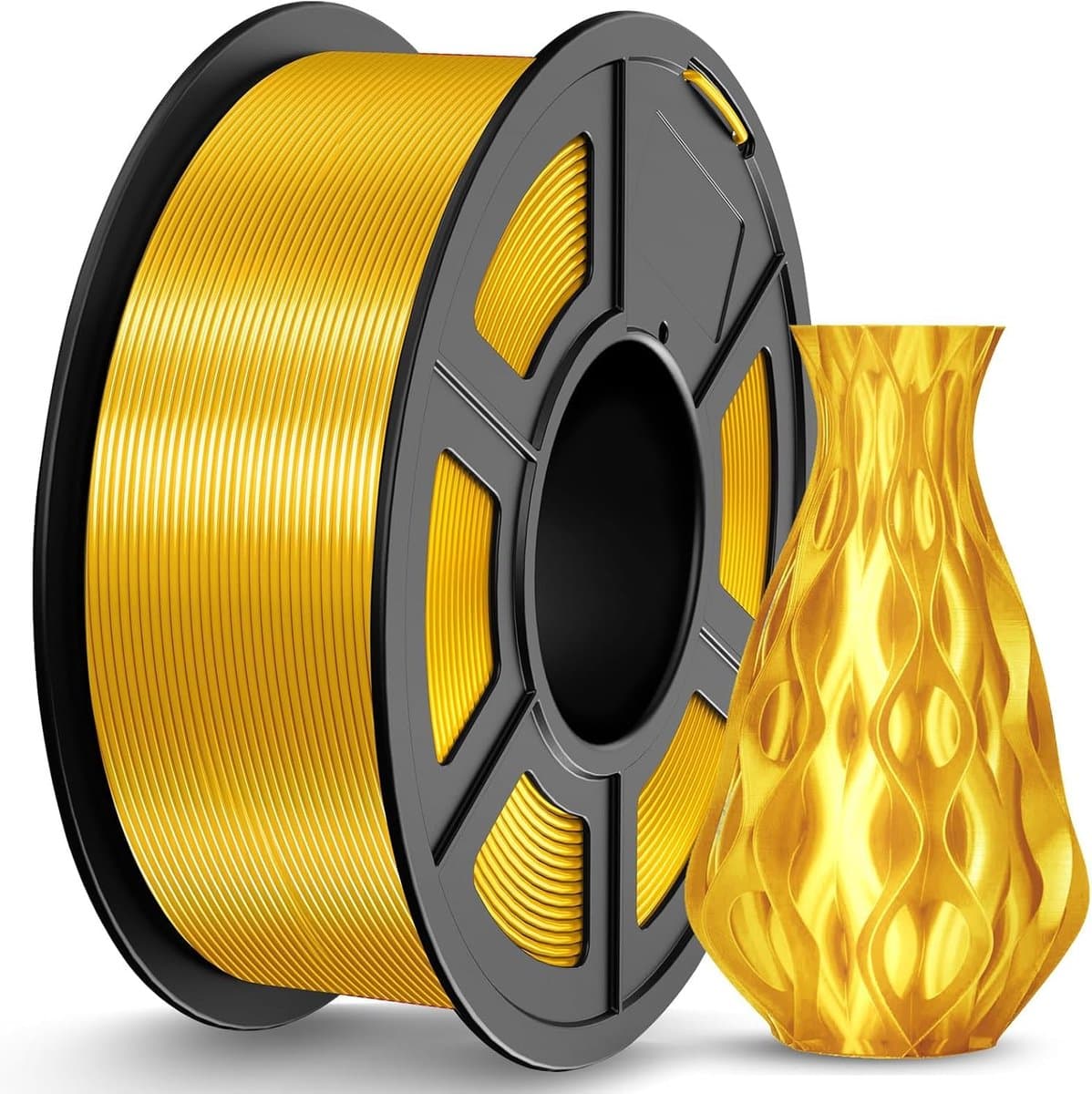 Shiny PLA Silk Filament 1,75 mm, Shiny PLA 3D-printerfilament, 1,1 kg spoelen, Neatly Wound filament, maatnauwkeurigheid +/- 0,02, Silk PLA Glod