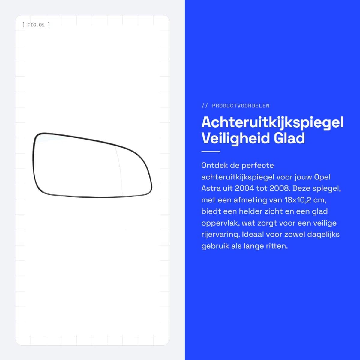 Dailygoods- Buitenspiegel Groothoek - Achteruitkijkspiegel - Rechter zijspiegel - Glas - Veilig - 18x10.2cm