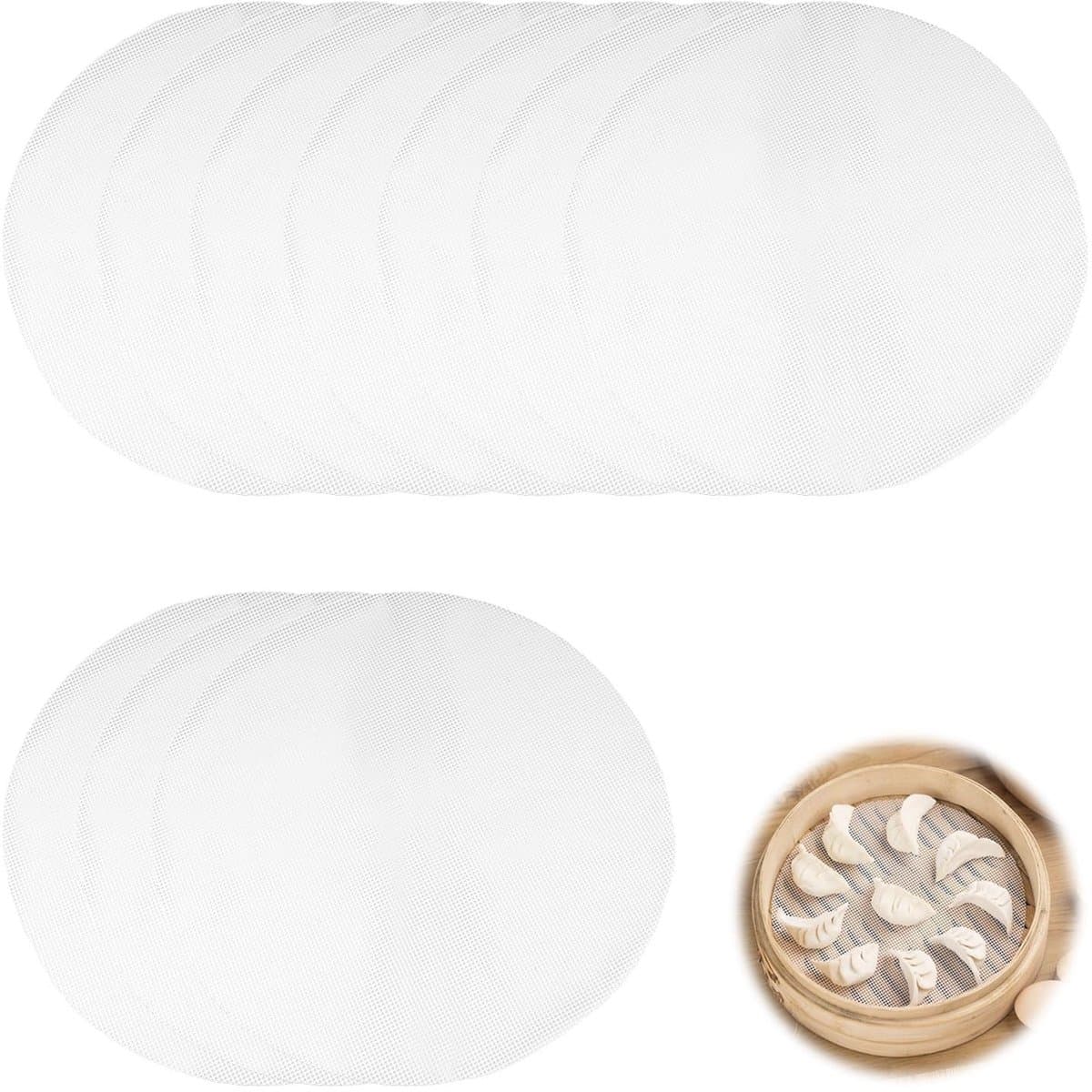 Dailygoods - Deeg Mesh Bun Pad, 10 Stuks Ronde Silicone Steamer Pads, 30 cm Ronde Steamer Mat, Non-stick Silicone Steamer Mesh, Geschikt voor Steamer, Dim Sum, Stoom Broodjes, Stoom Dumplings