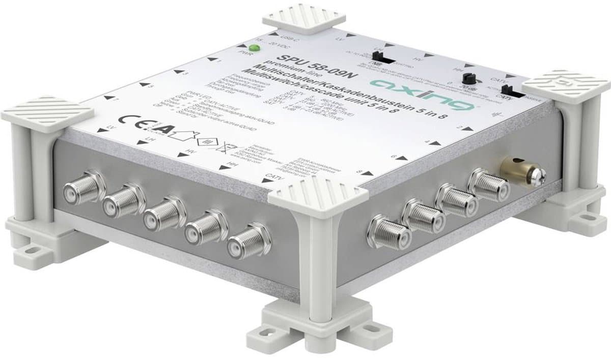Axing SPU05809N Satelliet multiswitch Ingangen (satelliet): 5 (4 satelliet / 1 terrestrisch) Aantal gebruikers: 8