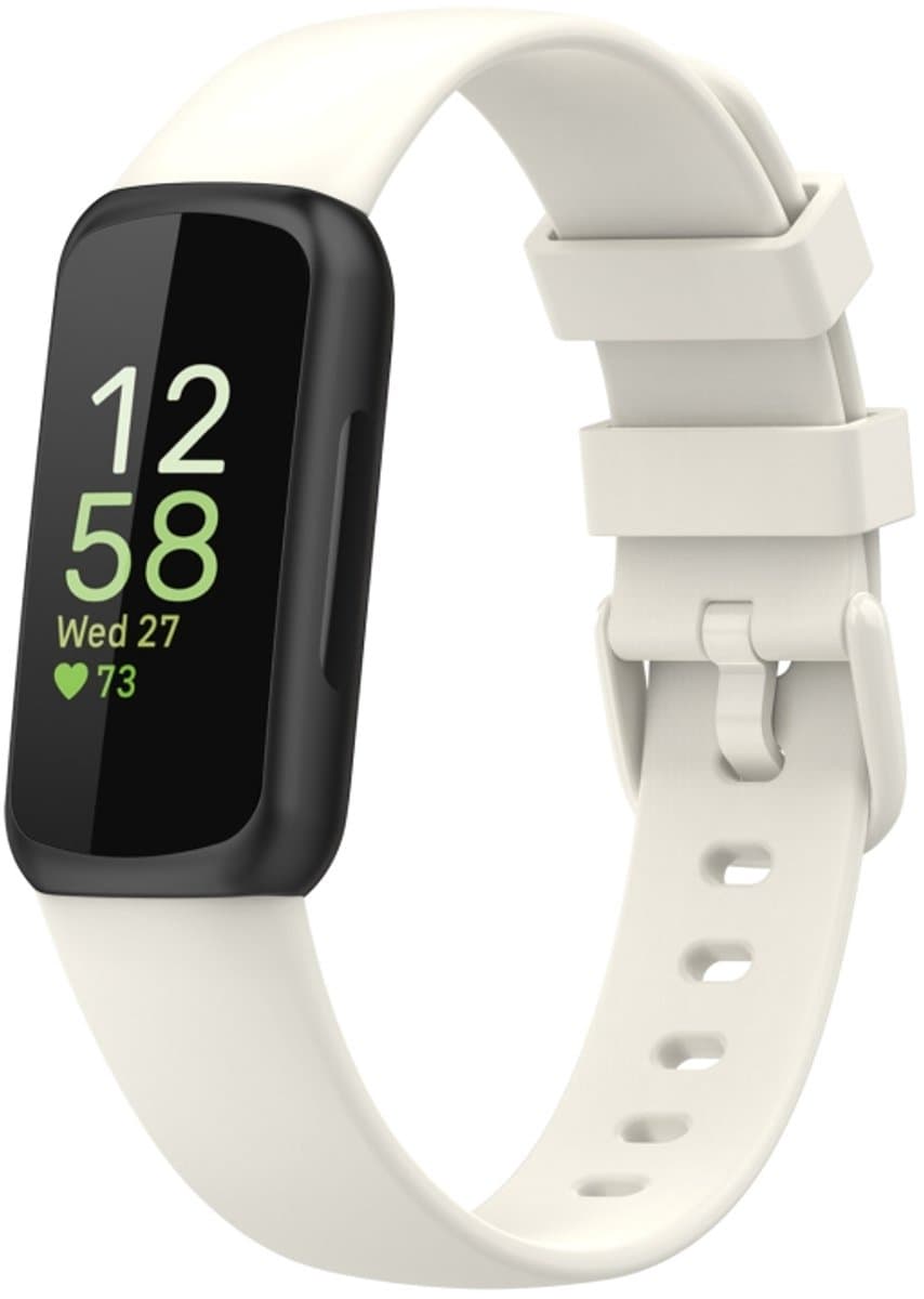 Voor Fitbit Inspire3 Effen Kleur Siliconen Horlogeband, Maat: S Maat (Abrikoos)