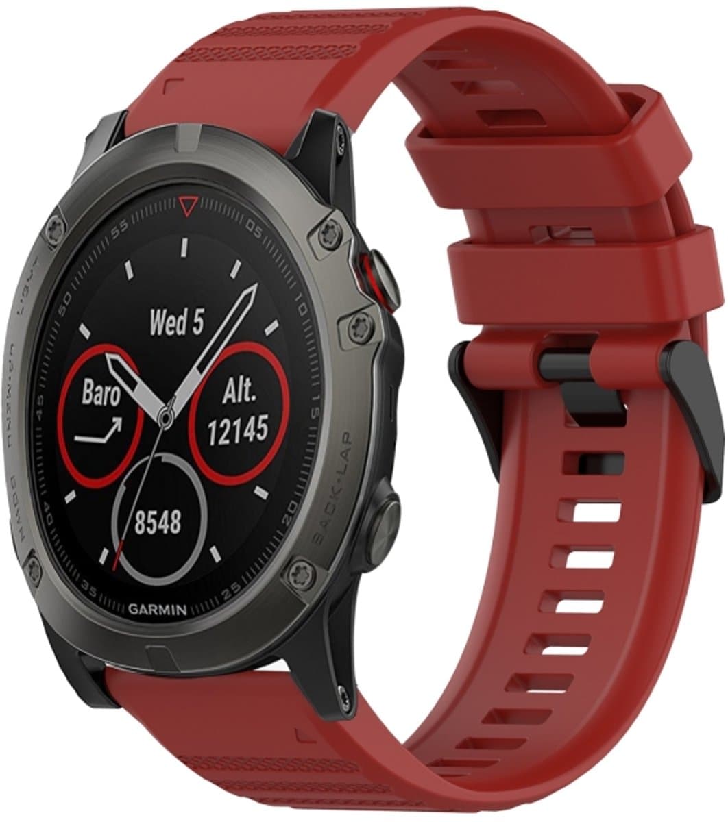 Voor Garmin Fenix 5X Sapphire 26mm Horizontale Textuur Siliconen Horlogeband met Removal Tool (Rood)