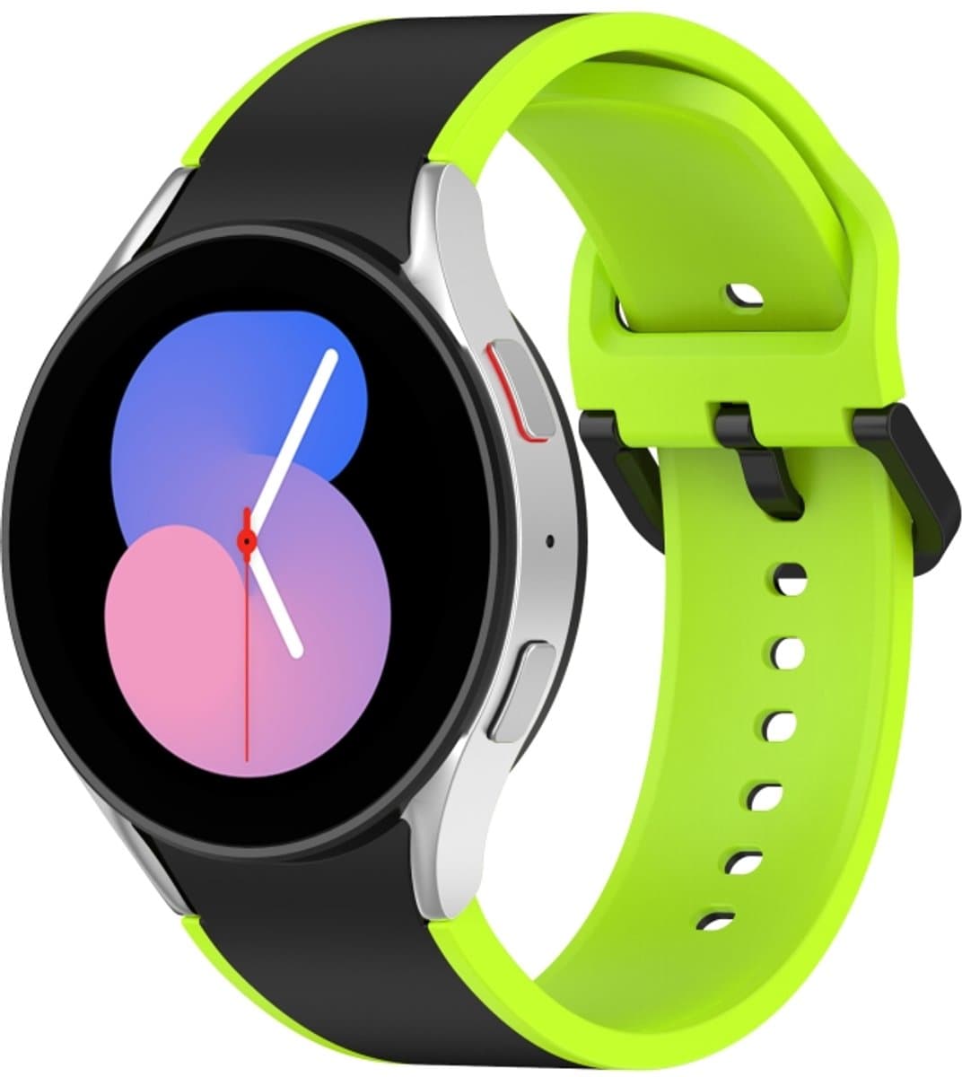 Voor Samsung Galaxy Watch4 Classic 46 mm / Watch4 44 mm Tweekleurige siliconen horlogeband (zwart limoen)