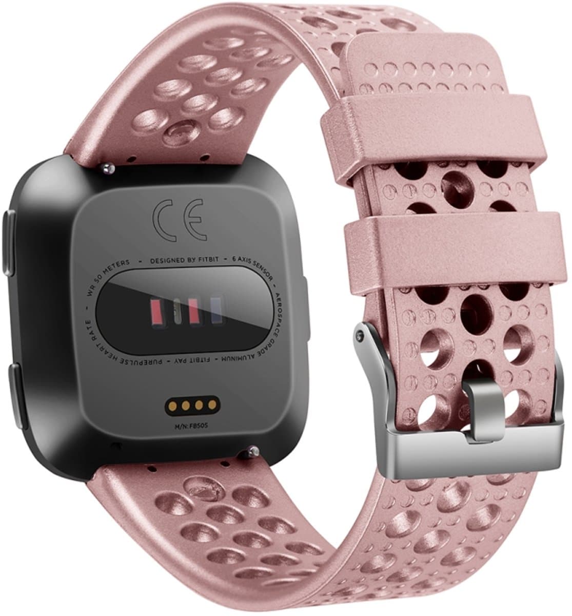 Voor FITBIT Versa ademende metalen horlogeband (rosÃ©goud)