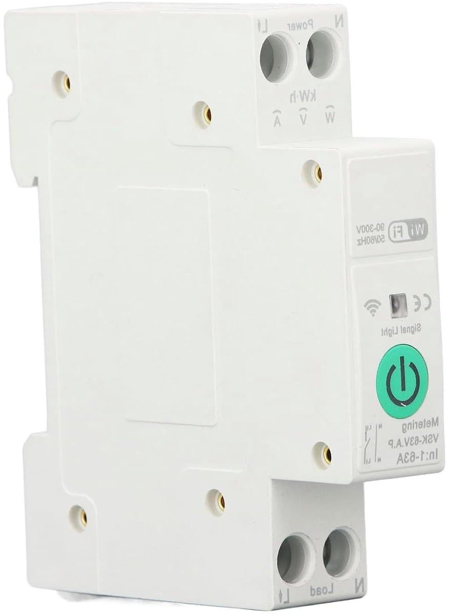 Slimme WiFi Stroomonderbreker - Automatische Zekering - Energiebeheer Thuis - Realtime Meting - 63A - Grijs