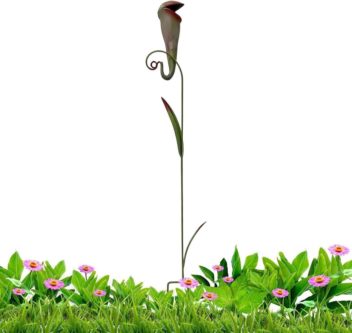 Vleesetende Plant Tuinsteker - Tuindecoratie Metaal - Buiten Decoreren - Weerbestendige Coating - 46x46 cm - Rood Groen