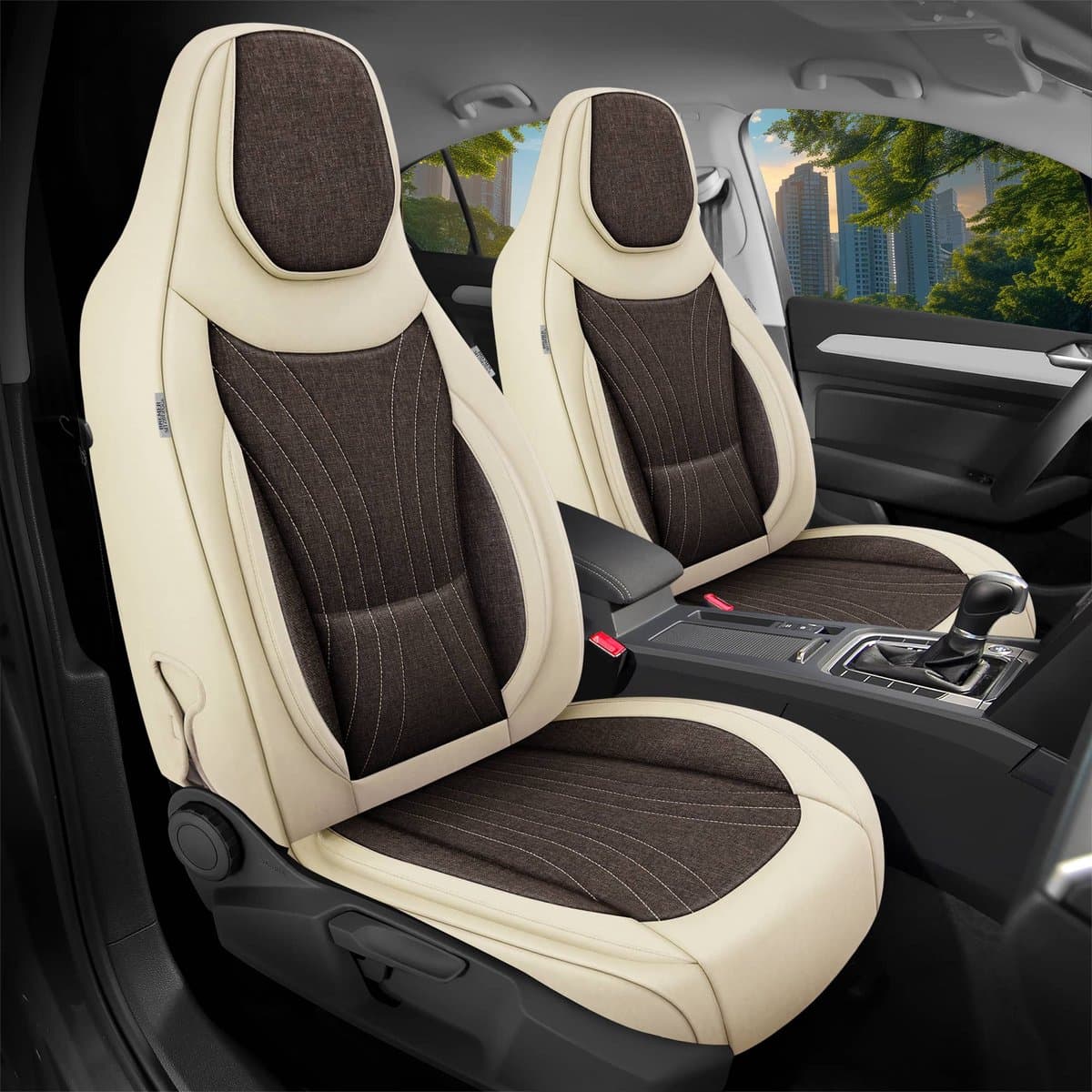 Autostoelhoezen voor Opel Mokka A Bj 2012-19 – Stoelhoezen voor bestuurder en passagier in Beige/Bruin