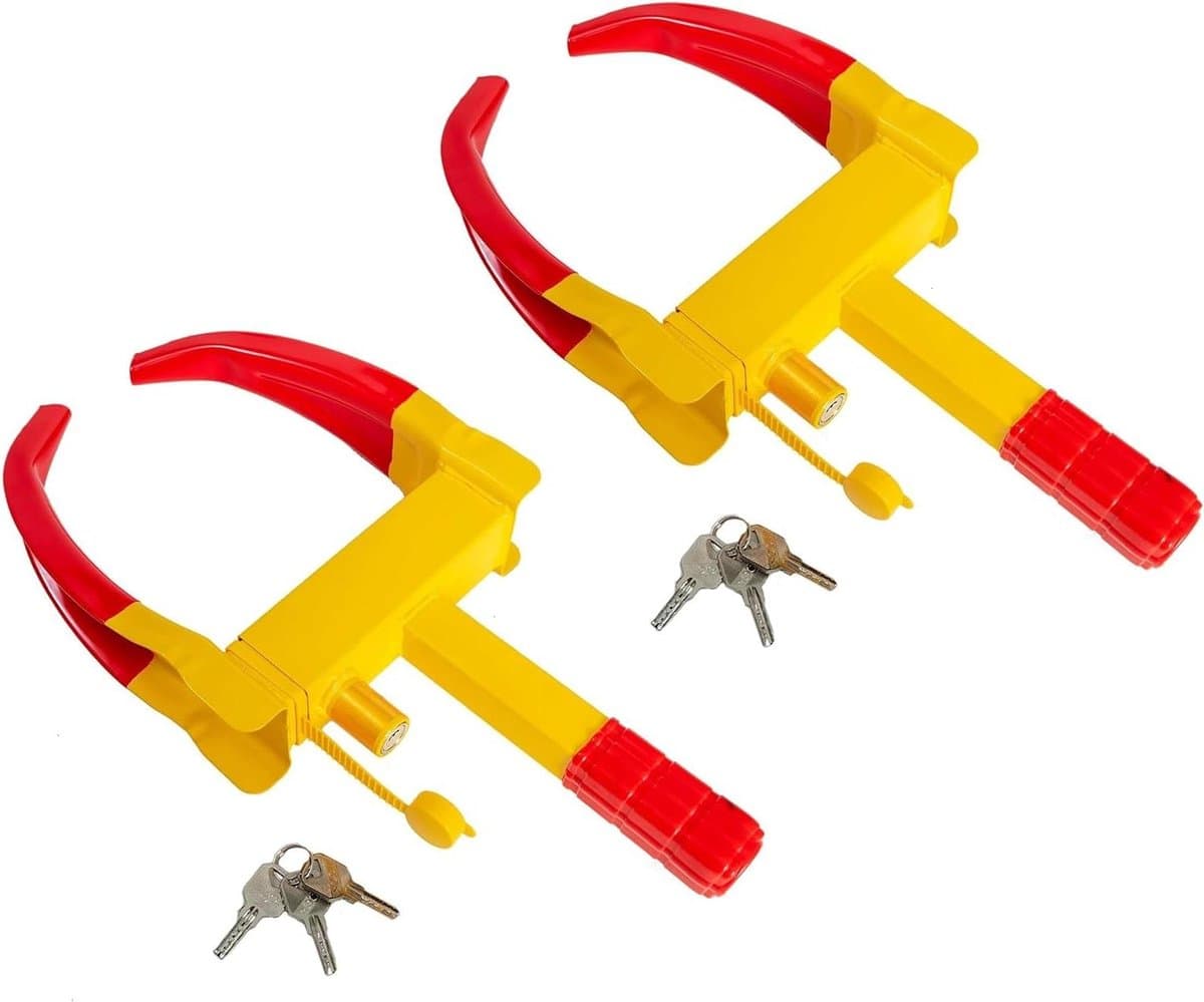 Wielklem Set - Anti-diefstal klem - Voertuig Beveiligen - Universeel Verstelbaar - 2 stuks - Rood en Geel