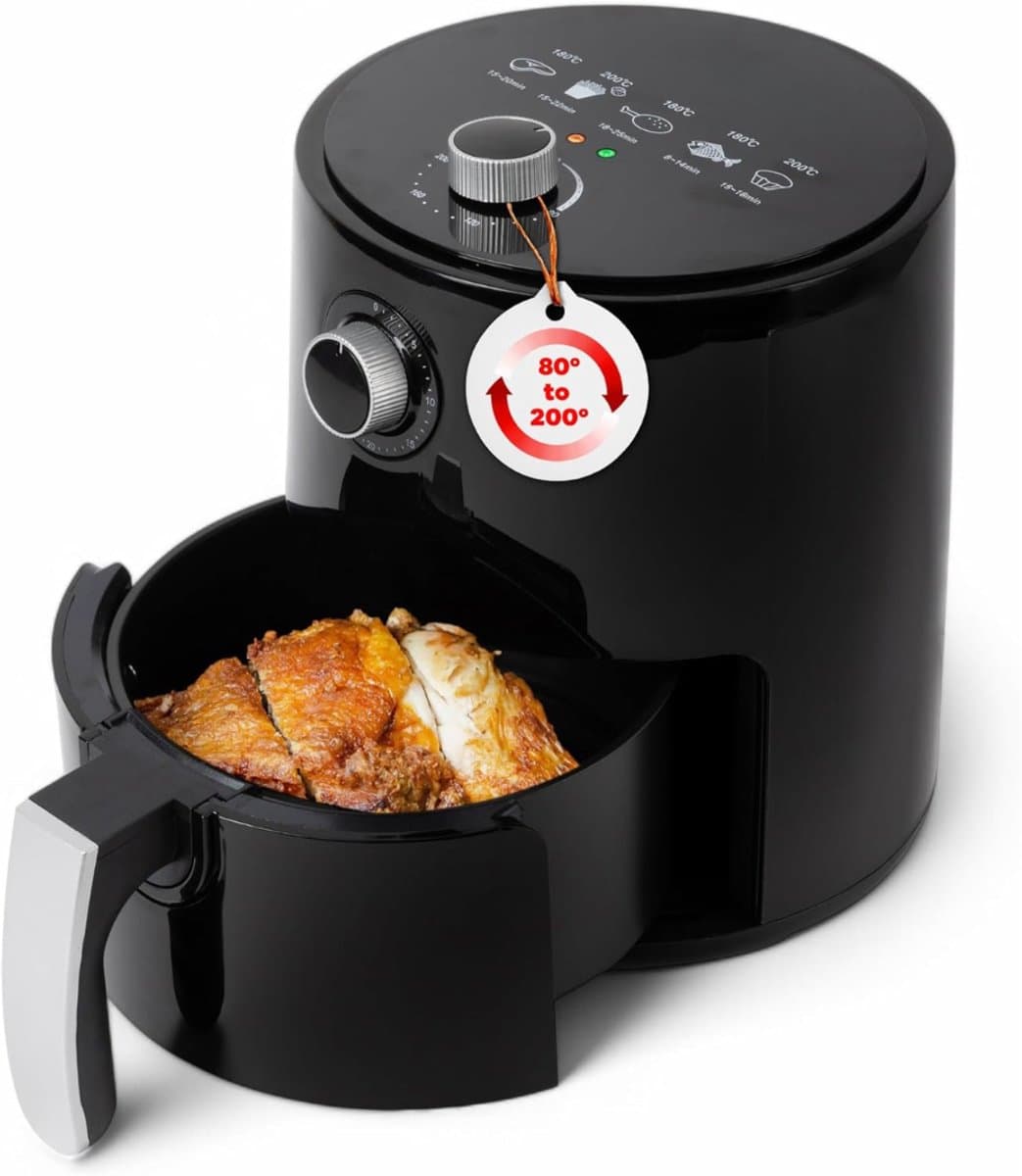 QIN® Mini airfryer - Airfryer - Airfryer klein - Zwart - ‎27cm x 27cm x 32cm