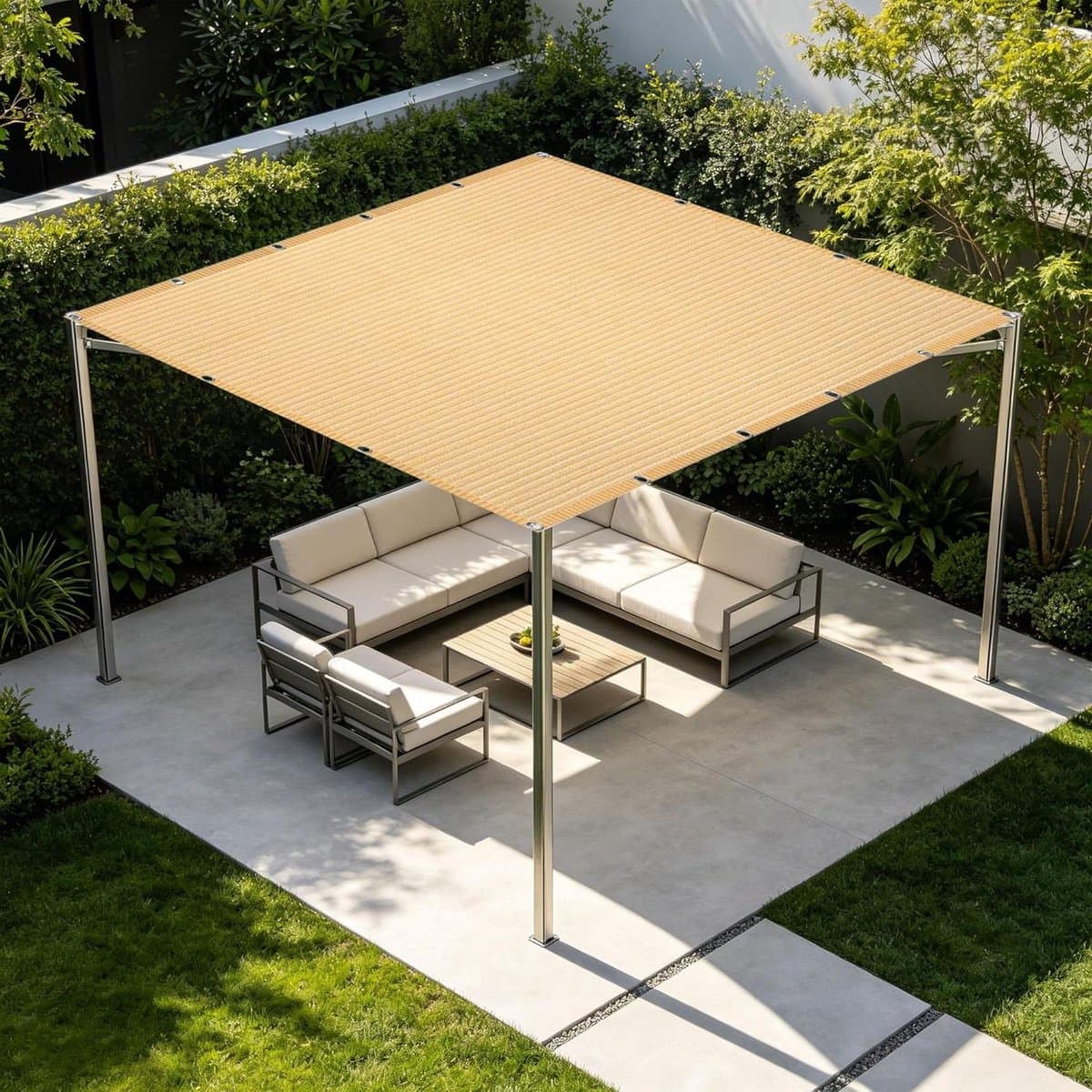 Schaduwnet met Ogen - Schaduwdoek Ademend - Buiten Leven - Waterdoorlatend Scheurvast - 180 x 180 cm - Creme