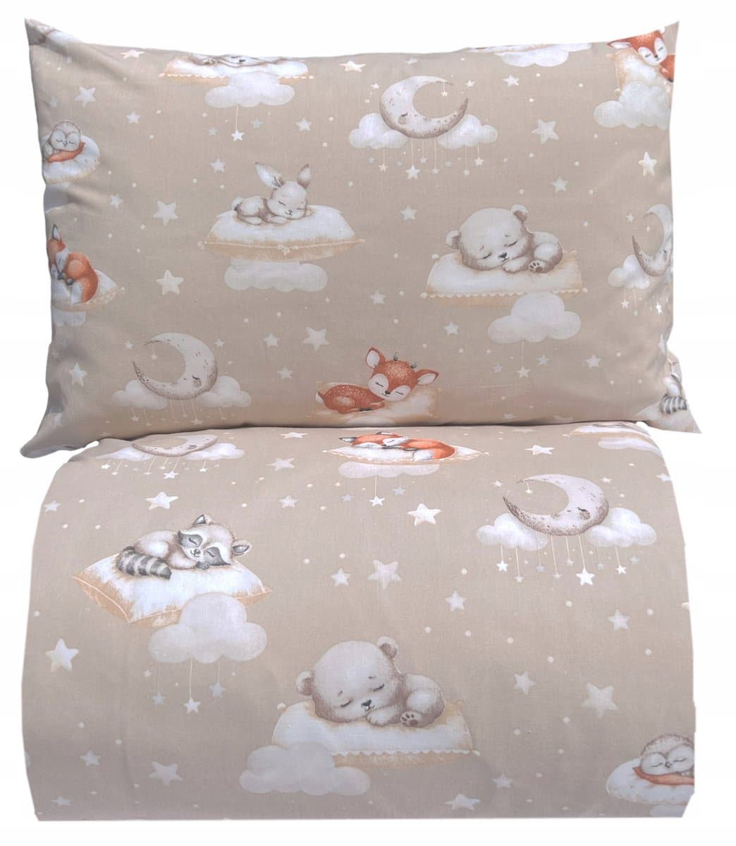 Kinderbeddengoed 140x200cm - Slapende Dieren - Beige Katoen