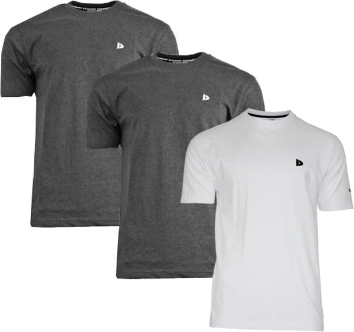 3-Pack Donnay - T-shirt (Vince) - Sportshirt - Heren - Charcoal-marl/White/Charcoal-marl (270) - maat 3XL