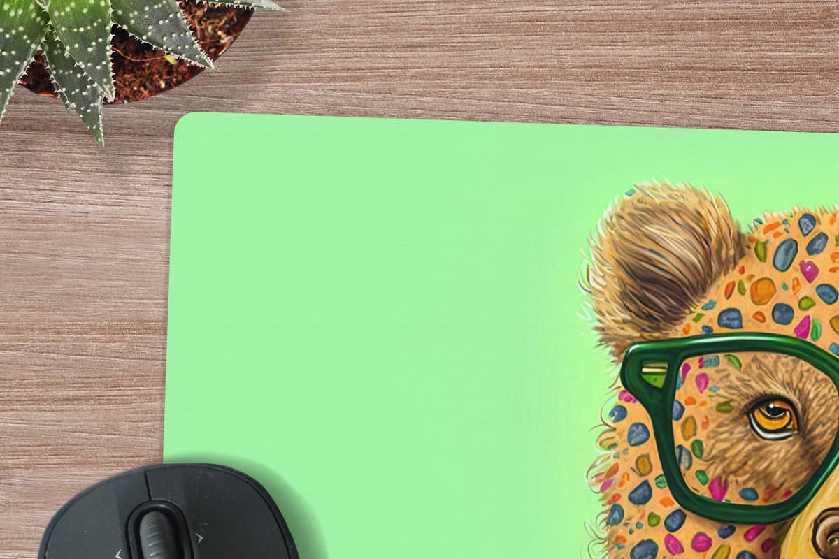 Muismat XXL 80x60 cm - Bureau onderlegger - Bureau mat Beer - Kleuren - Bril - Dier - Bloemen - Bureaumat - Gaming mousepad xl - Bureaulegger groot - Computer deskmat