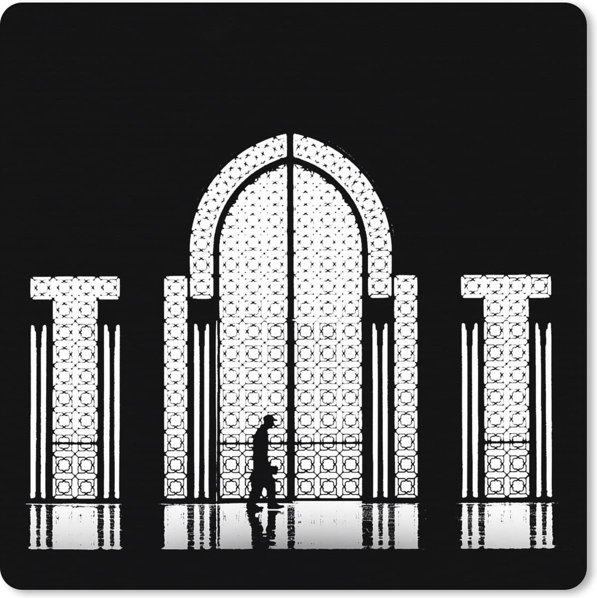 Muismat XXL 60x60 cm - Bureau onderlegger - Bureau mat Zwart - Wit - Raam - Man - Bureaumat - Gaming mousepad xl - Bureaulegger groot - Computer deskmat