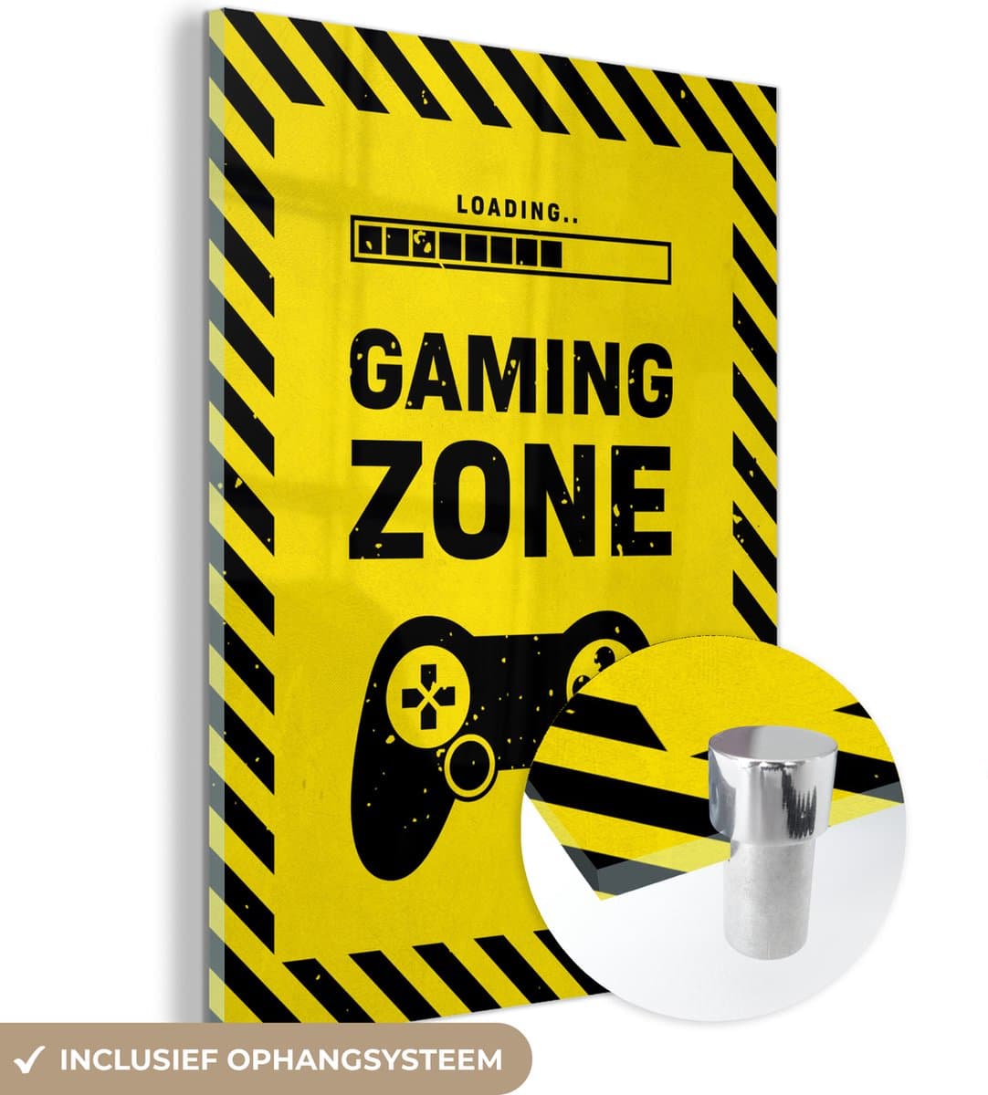 MuchoWow® Glasschilderij 60x80 cm - Schilderij acrylglas - Gaming - Quotes - Controller - Gaming zone - Game - Foto op glas - Schilderijen