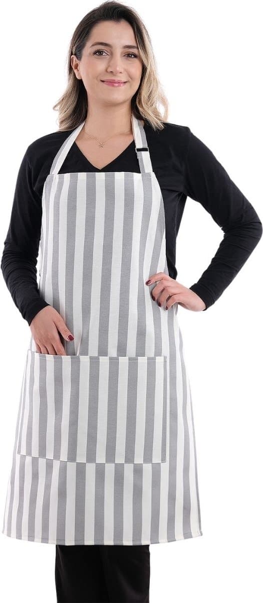 Tavas Sweet Keukenschort Grijze lijnen Professioneel Verstelbaar 60x80 cm Kookschort BBQ Schort Horecakwaliteit Schorten voor vrouwen One Size Fits All