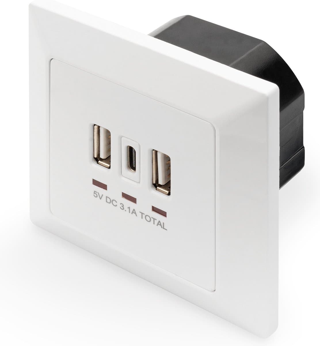 Digitus DA-70618 wandcontactdoos 2 x USB A + 1 x USB C Wit