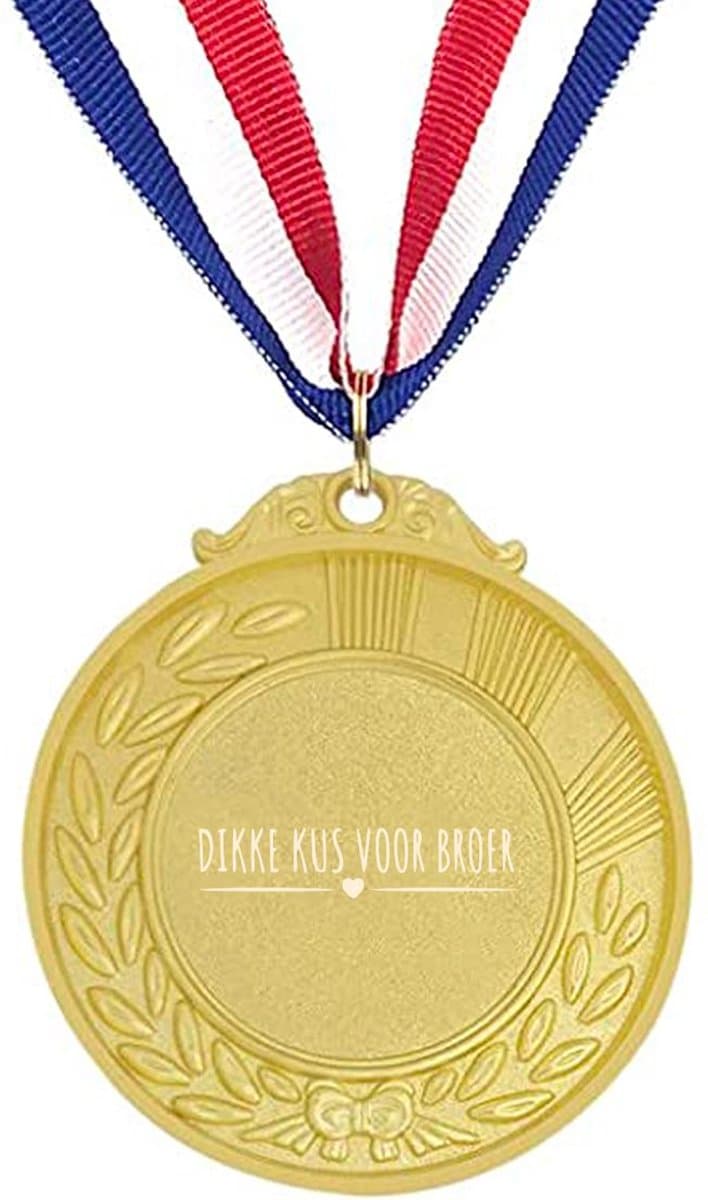 Akyol - dikke kus voor broer medaille goudkleuring - Broer - cadeau broer - leuk cadeau voor je broer om te geven - verjaardag broer