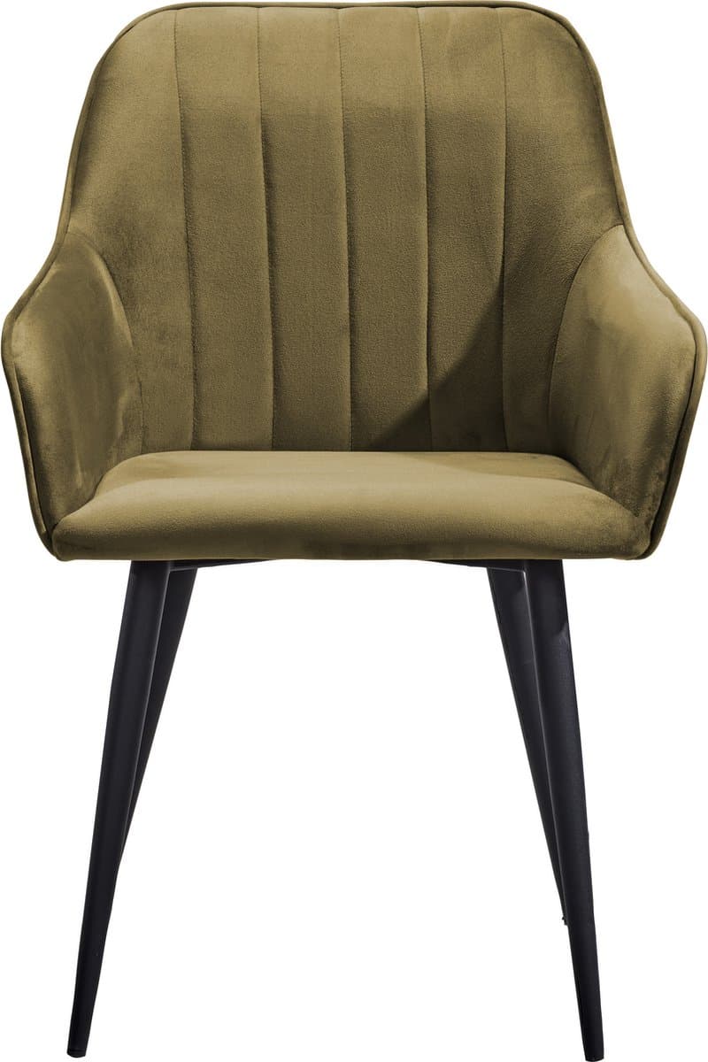 Soof&Tess - Set van 6 - Modena Eetkamerstoel - Groen - Fluweel - Velvet - Industrieel - Met armleuning - Easy Clean Stoffen - Hoge Kwaliteit